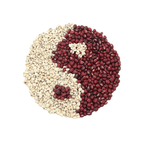 yin yang made out of beans